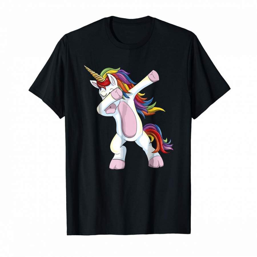 Unisex Mens Womens T Shirt Dabbing Rainbow Unicorn