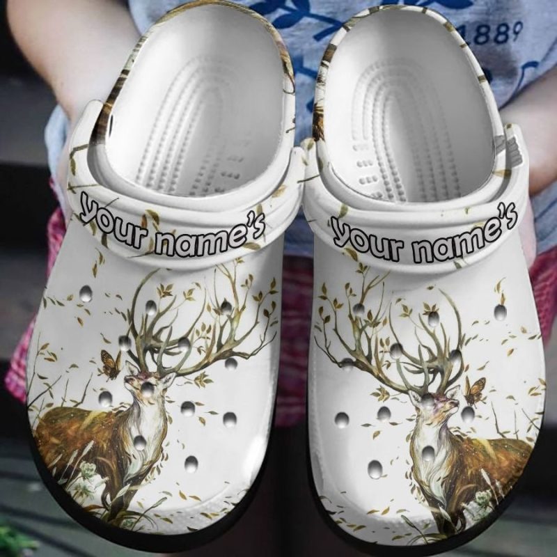 Deer And Butterfly In Autumn Wind Shoes Clog Gift