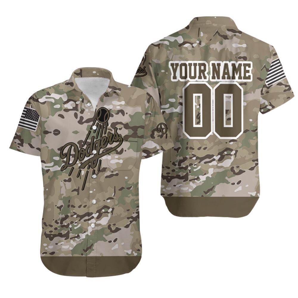 Los Angeles Dodgers Camouflage Veteran 3D Personalized Hawaiian Shirt