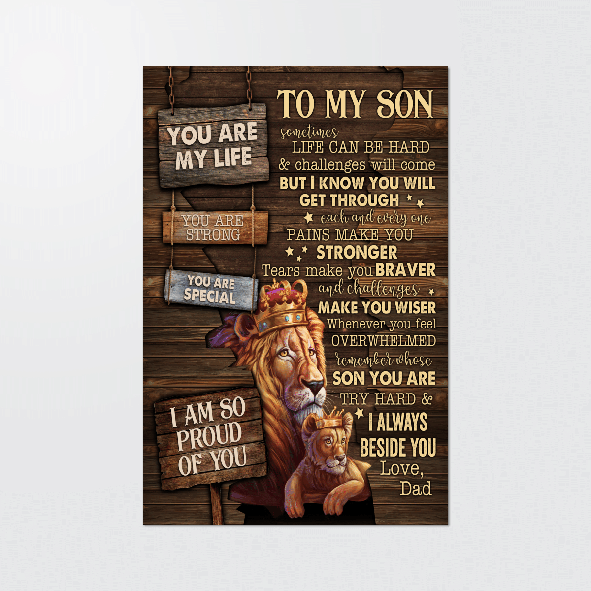 Canvas For Son Lion Canvas I Always Beside You Wall Decor Poster Canvas