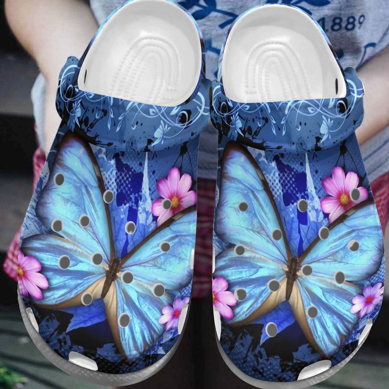 Blue Butterfly Personalized Clog, Custom Name, Text, Color, Number Fashion Style For Women, Men, Kid, Print 3D 3D