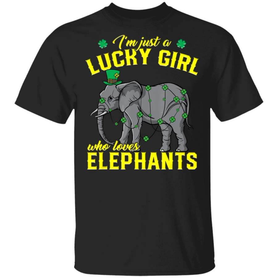 Just a Girl Who Loves Elephants St Patrick’s Day T Shirt Saint Paddys Patricks Tshirt Lucky Shirts Drink Green Beer Irish Gifts Funny Tee