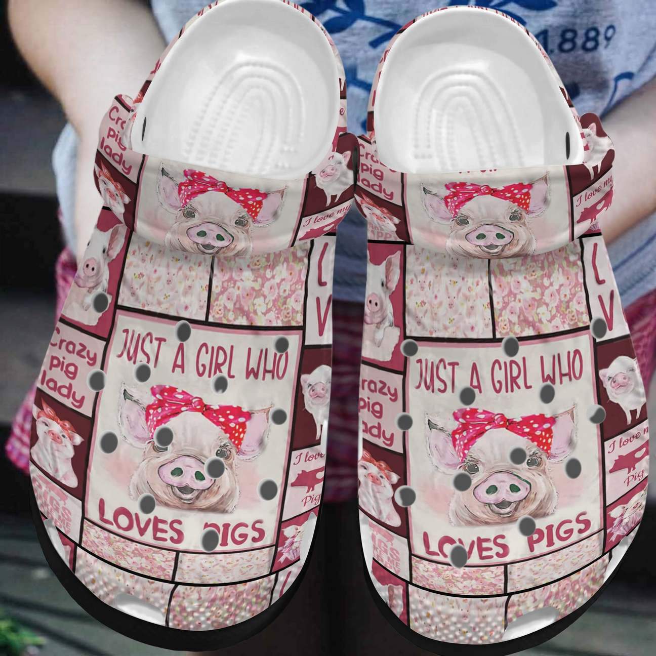 Pig Personalized Clog, Custom Name, Text, Color, Number Fashion Style For Women, Men, Kid, Print 3D Just A Girl Who Loves Pigs 4