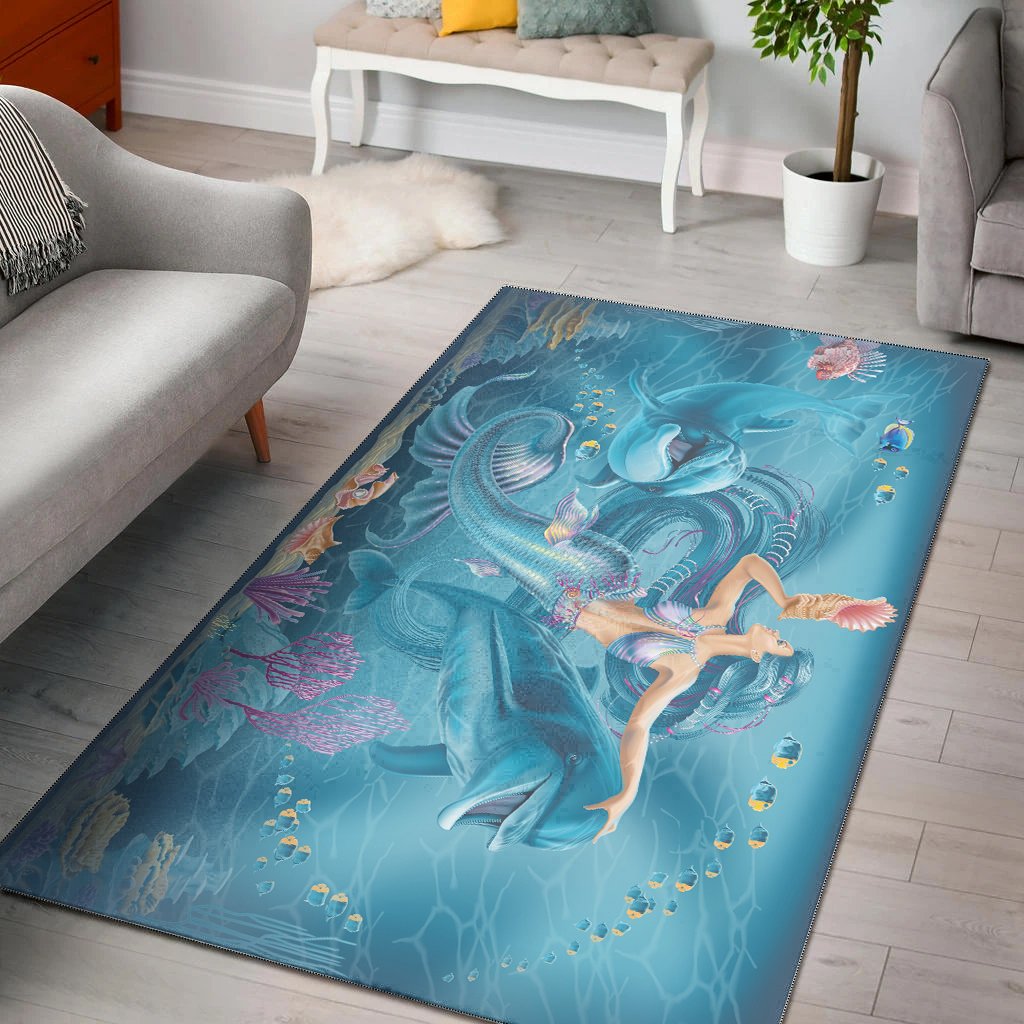 Area Rug – Australia Beautiful Mermaid With Dolphin