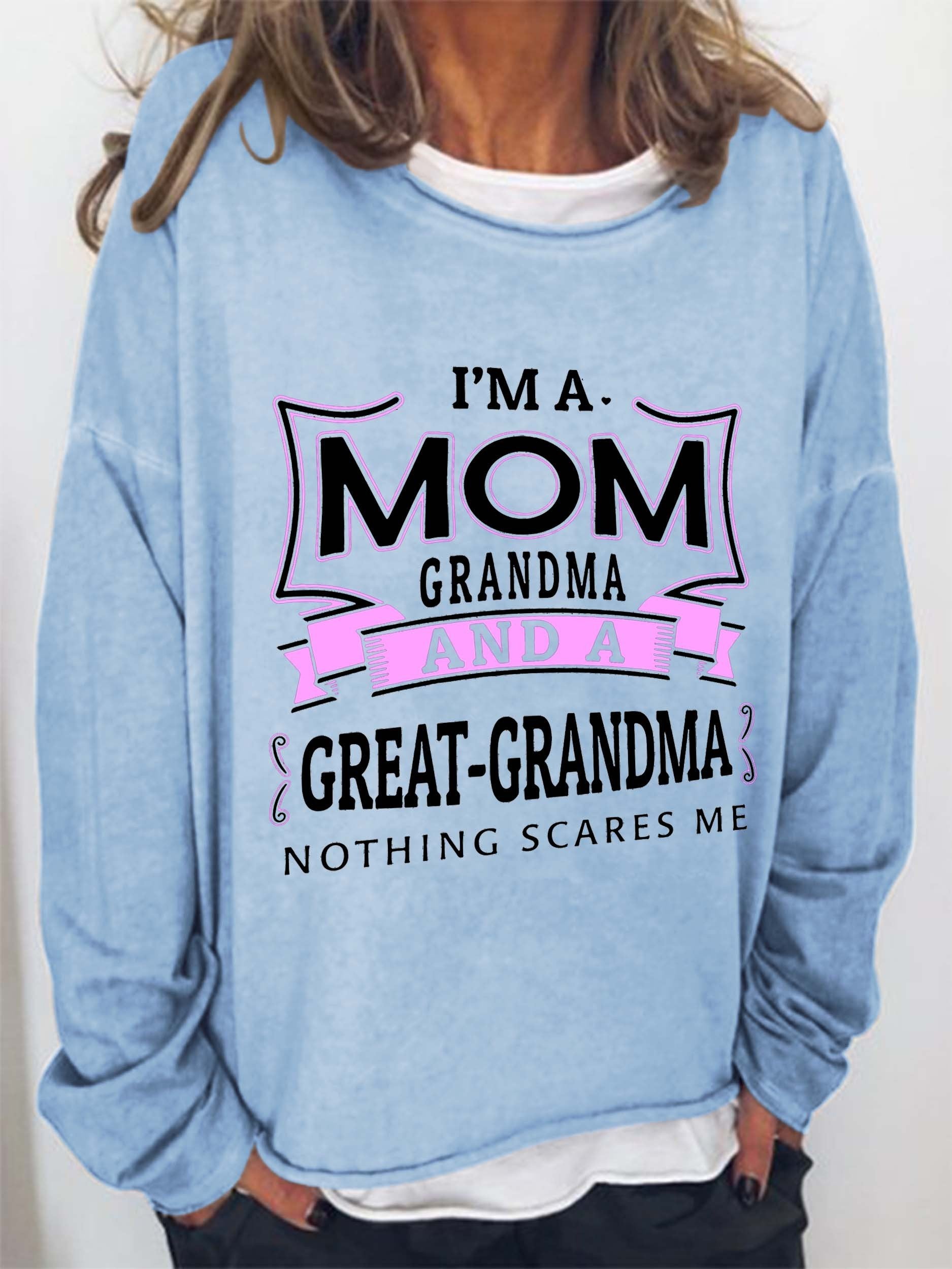 Women’S  I’M Mom Grandma And A Great-Grandma Long Sleeve Top