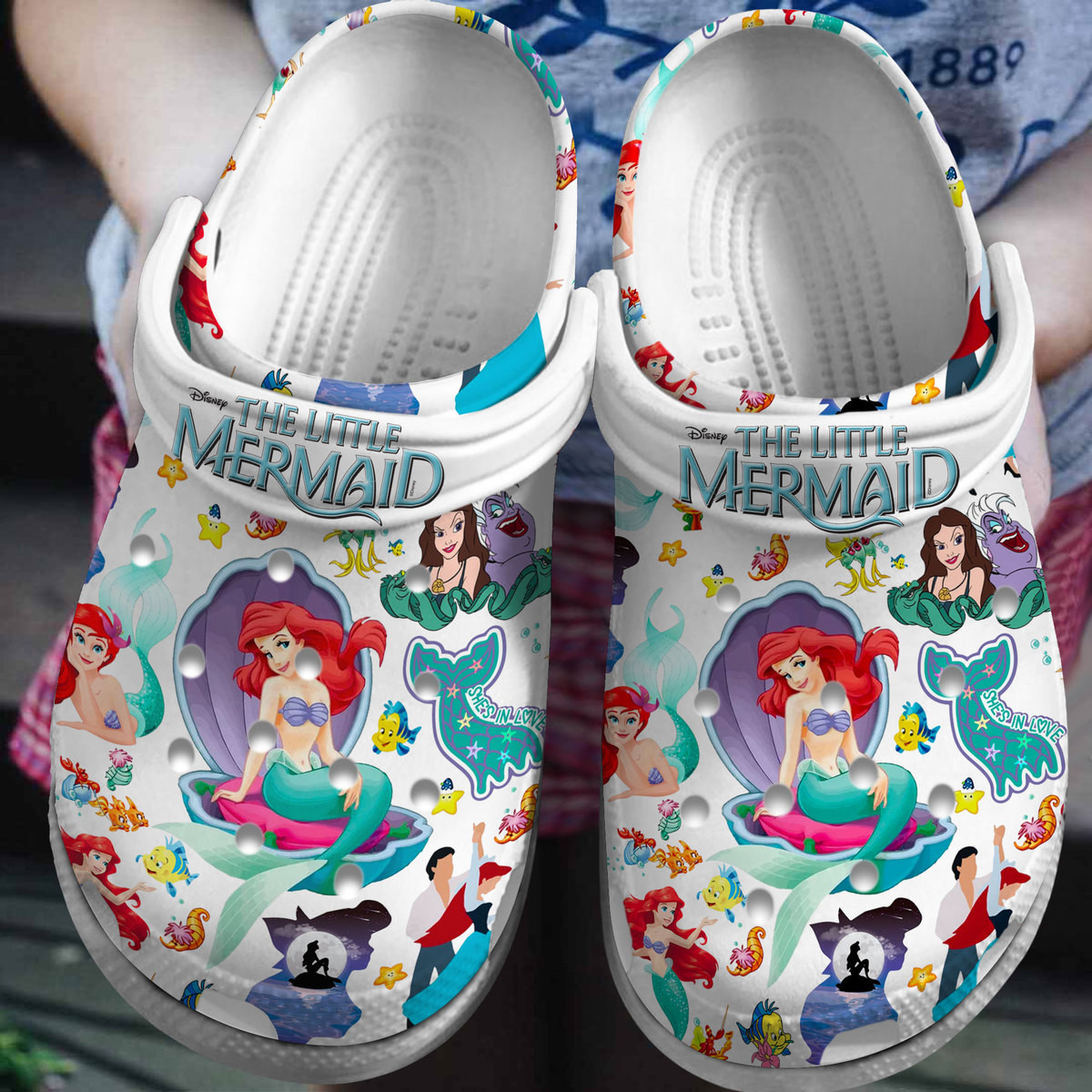 Premium The Little Mermaid Cartoon Crocs Crocband Clogs Shoes Comfortable For Men Women and Kids