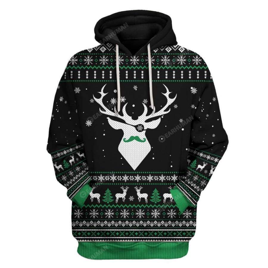 Ugly Christmas Reindeer Custom T-shirt – Hoodies Apparel