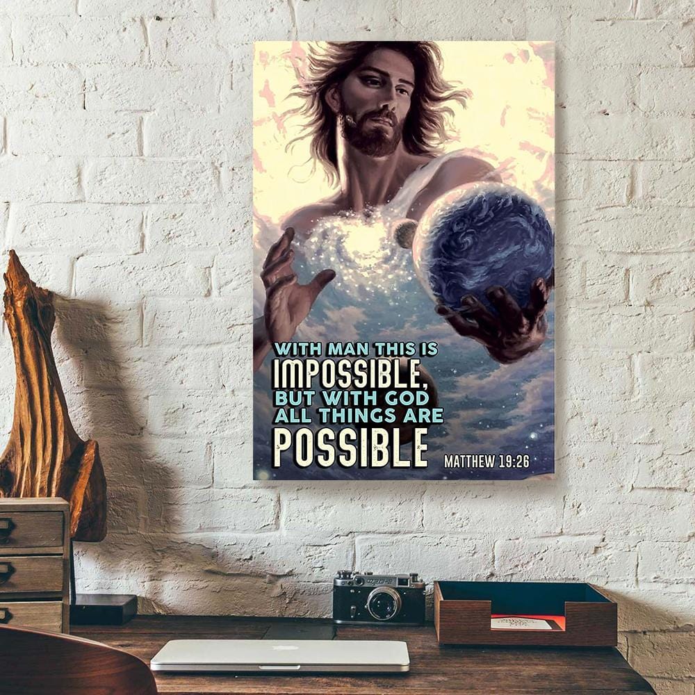 Best Canvas Prints Jesus Christ All Things Are Possible Planet Vetical Canvas Wall Art Delightful Wall Art Home Decoration