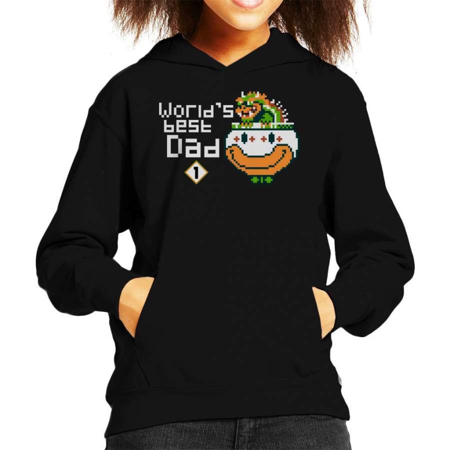 Worlds Best Dad Bowser Super Mario Bros Kid’s Hooded Sweatshirt