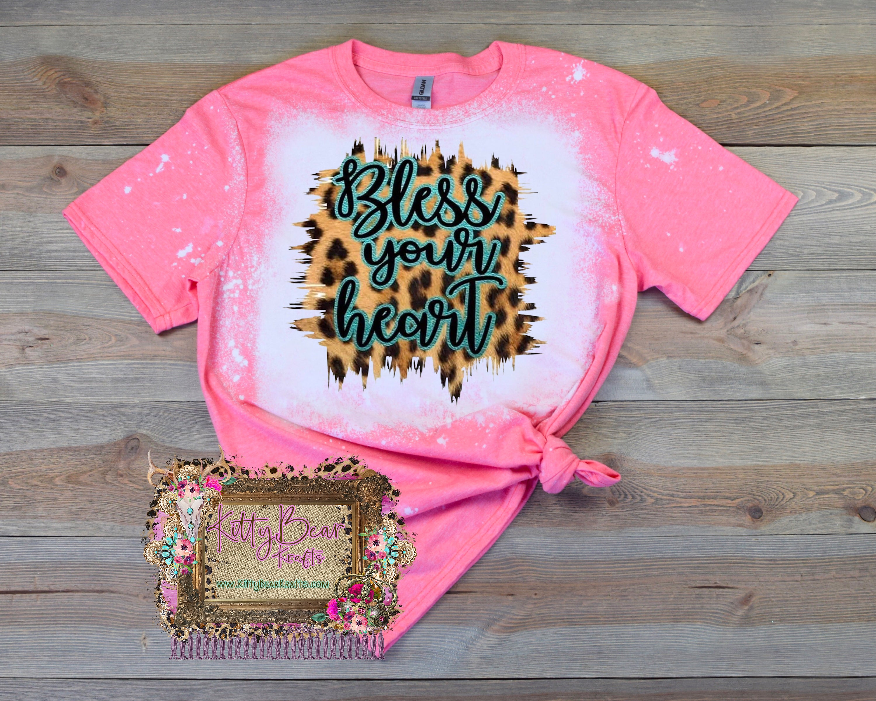 Bless Your Heart Leopard Bleached Tee T-Shirt