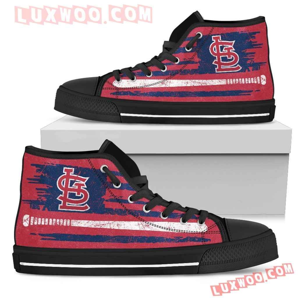 American Flag Vintage Baseball St Louis Cardinals High Top Shoes Sport Sneakers