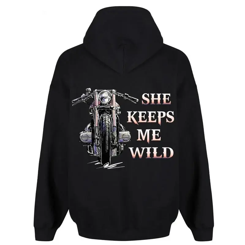 She Keeps Me Wild He Keeps Me Safe Hoodie, Couple Motorcycle Hoodie, Couple Hoodie, Husband Wife Hoodie, Unisex Sweater, Sweatshirt