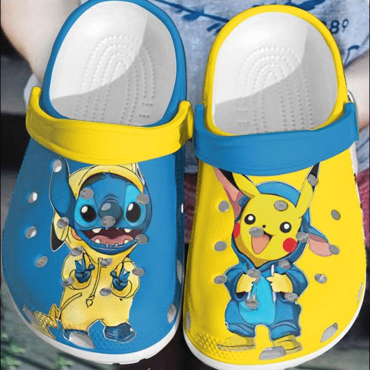 Baby Stitch And Pikachu For Mens And Womens Classic Water Rubber Crocs Crocband Clogs, Comfy Footwear