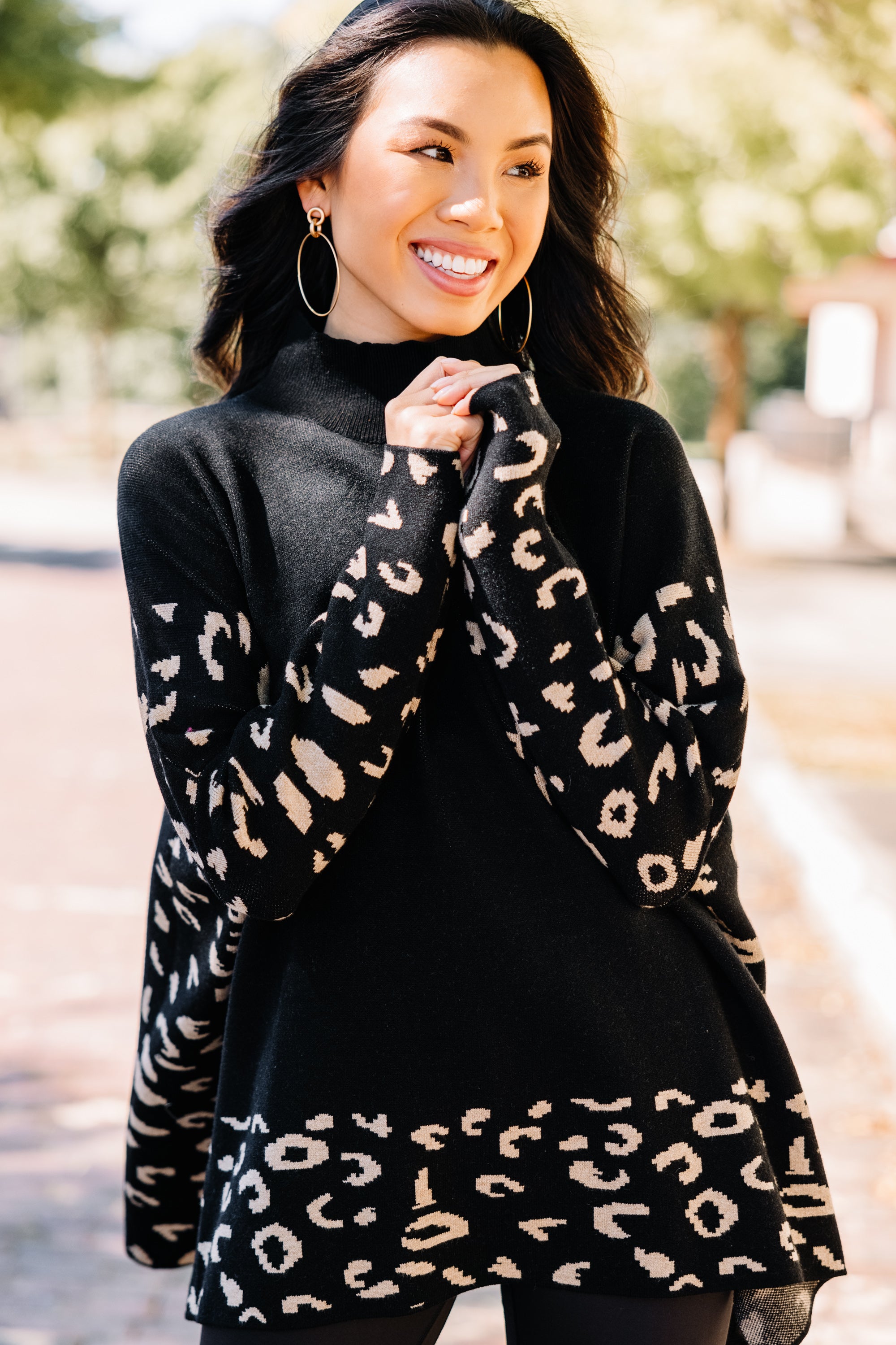 All In Theory Black Leopard Sweater Tunic