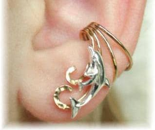 Dolphin Ear Cuff • Sterling Silver and 14K Gold Filled • Single Side or Pair