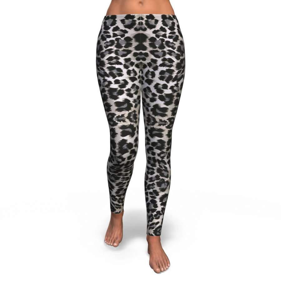 Gray Cheetah Leopard Pattern Print Pattern Women Leggings