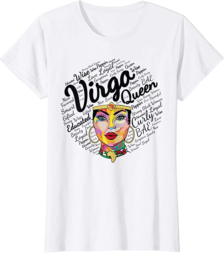 Virgo Queen Shirt Birthday Gift Melanin Virgo Black Girl T-Shirt