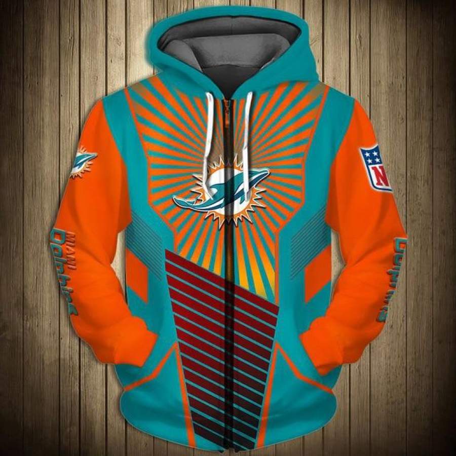 Miami Dolphins Sunlight Casual Zipper Hoodie