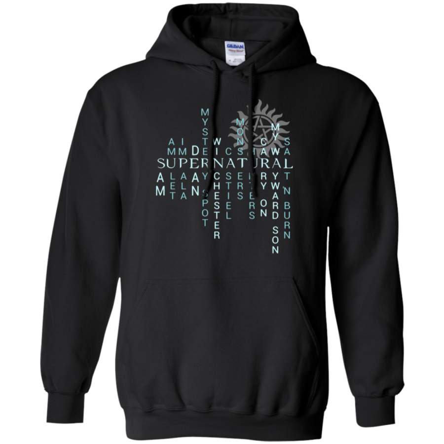 AGR Supernatural Crossword Words Puzzle Style Hoodie