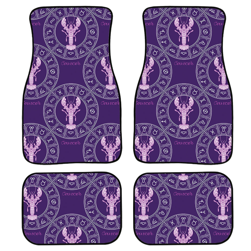 Purple Cancer Zodiac Pattern Print Front And Back Car Floor Mats, Front Car Mat