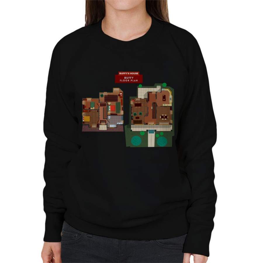 Buffy The Vampire Slayer House Floor Plan Women’s Sweatshirt
