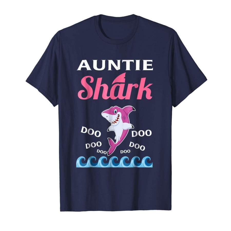 Auntie Shark T-shirt Birthday Party GIft For Aunt