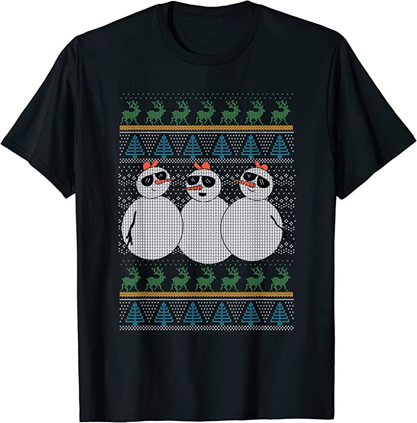 Ugly Christmas Snowman Reindeer Santa Claus New Year X-Mas T-Shirt