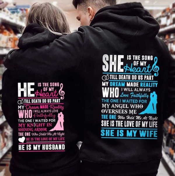 He Is The Song Of My Heart Husband And Wife Hoodie