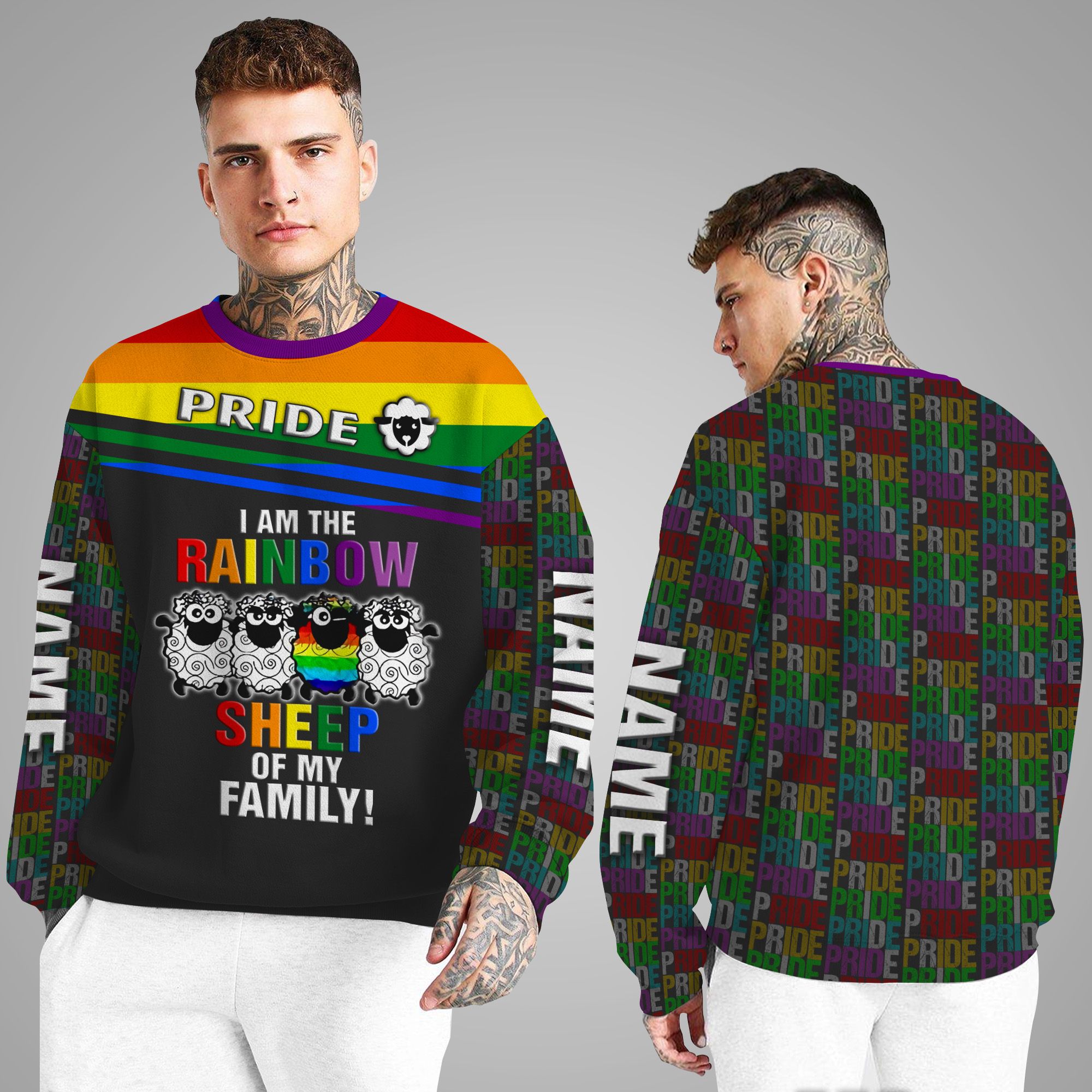 Big Rainbow American Flag LGBTQ Long Sleeve Shirt - Pride Unisex Cotton Tee