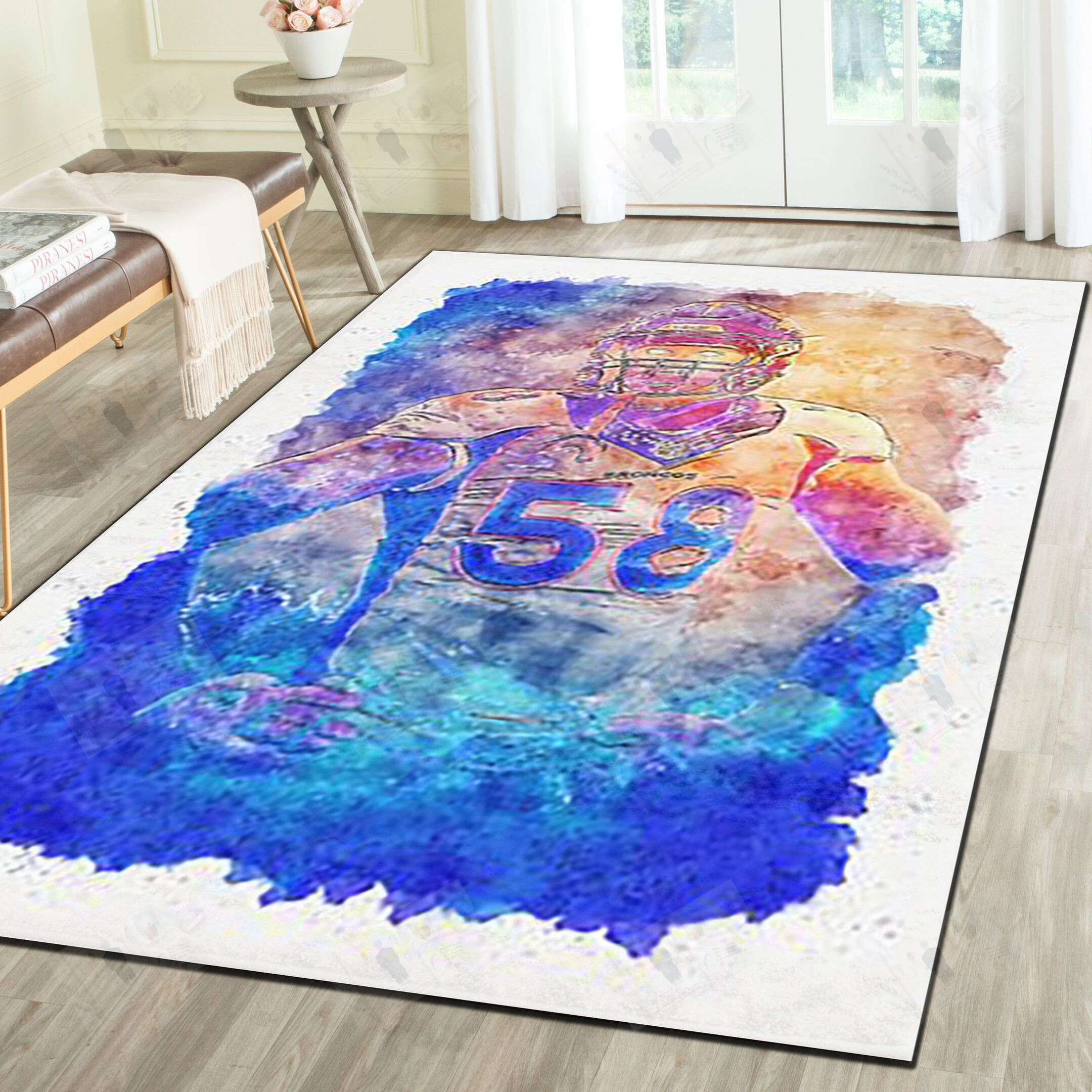 Denver Broncos Area Rugs, Football Team Living Room Bedroom Carpet, Man Cave Floor Mat