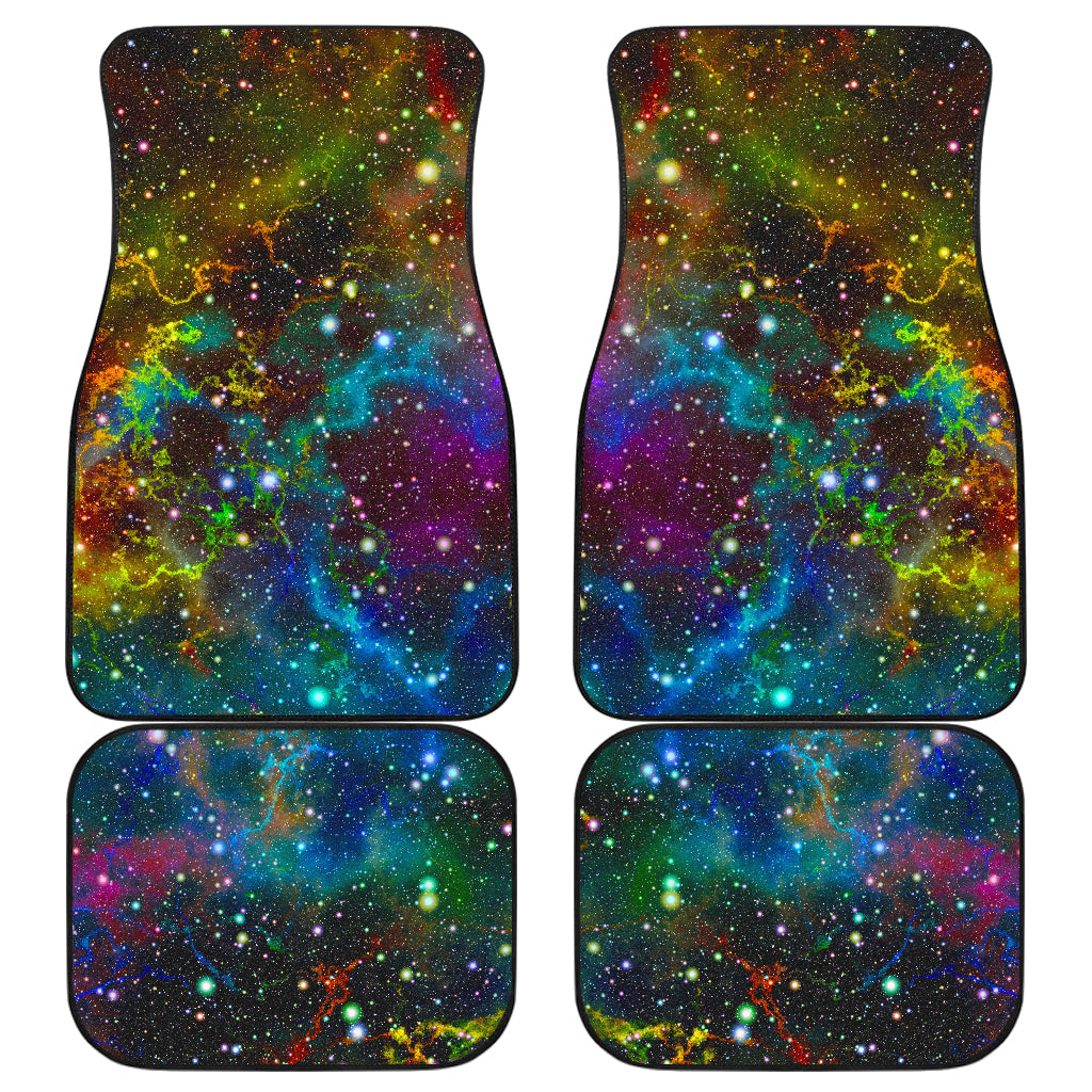 Abstract Colorful Galaxy Space Print Front And Back Car Floor Mats, Front Car Mat