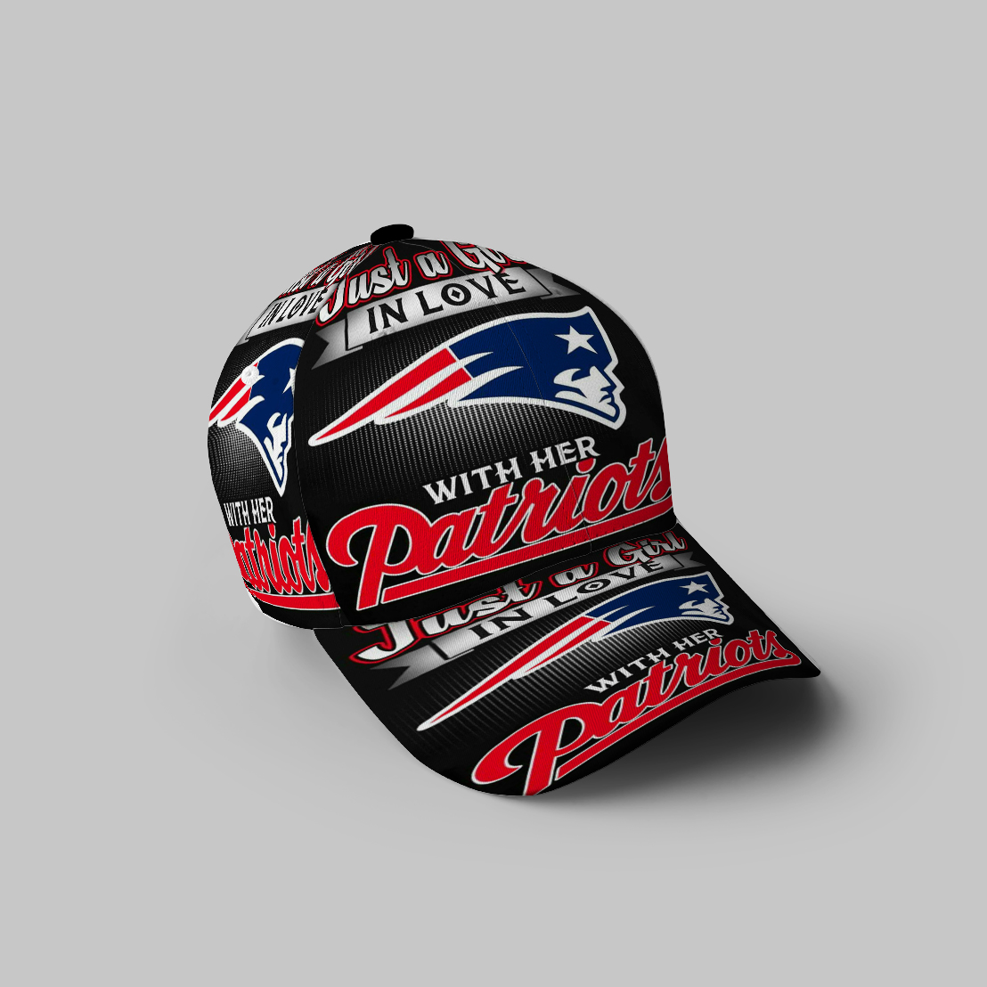 New England Patriots Girl In Love With Her Patriots 3D Printing Baseball Cap Classic Hat