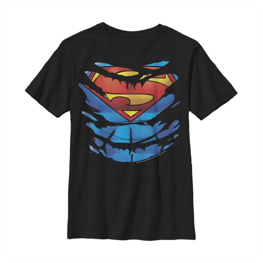 Superman Boy’s Ripped Costume  T Shirt