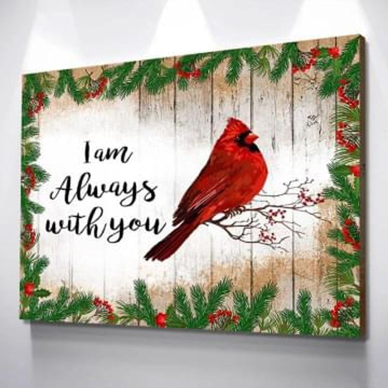 Cardinal Bird I Am Always With You Merry Christmas poster canvas