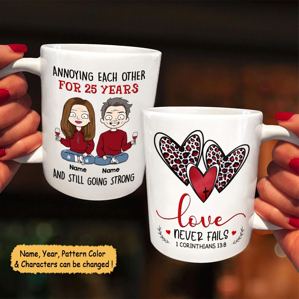 Annoying Each Other For Years And Still Going Strong, Love Never Fails, Personalized Leopard Pattern Mug For Couples, Hg98, Huts