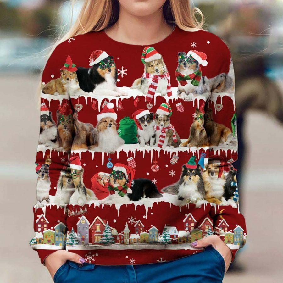 Shetland Sheepdog – Snow Christmas – Premium Dog Christmas Ugly Sweatshirt, Dog Ugly Sweater