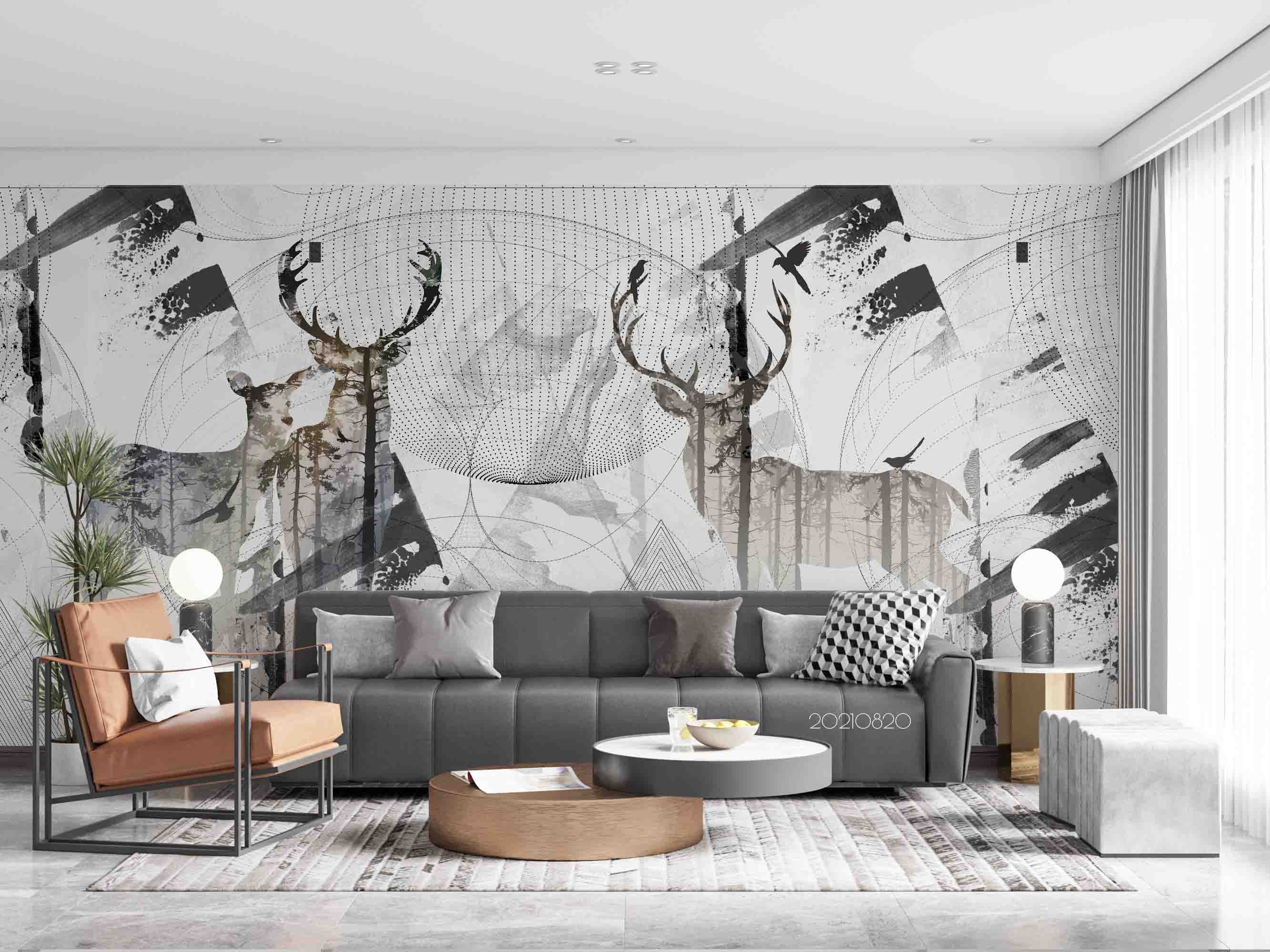 3D Abstract Animal Elk Wall Mural Wallpaper Lqh 405