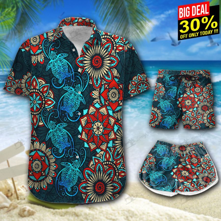 Turtle Mandala Hawaiian Shirt Shorts Ha14100