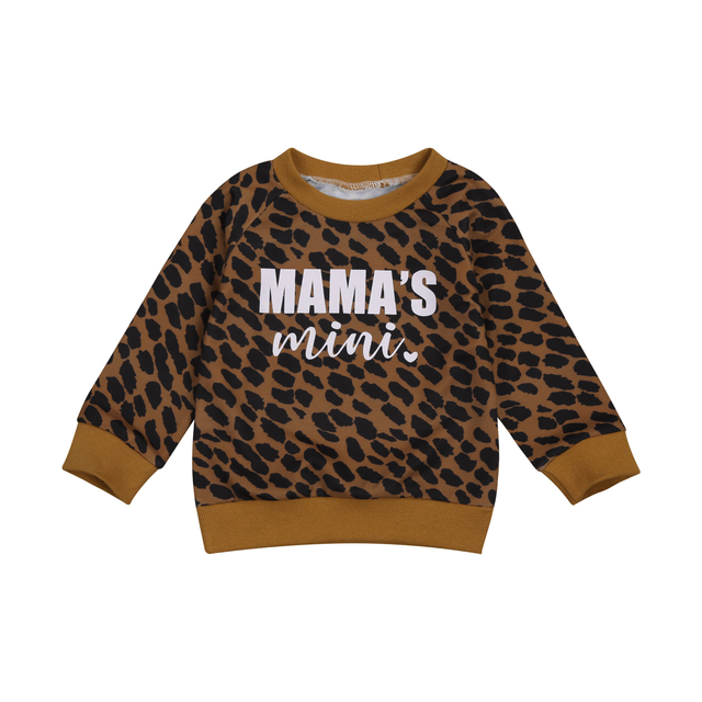 Autumn Active Casual 0-4Y Baby Boys Girls Sweatshirts Letter Leopard Print Long Sleeve Pullovers Cotton Sports Tops Outfits