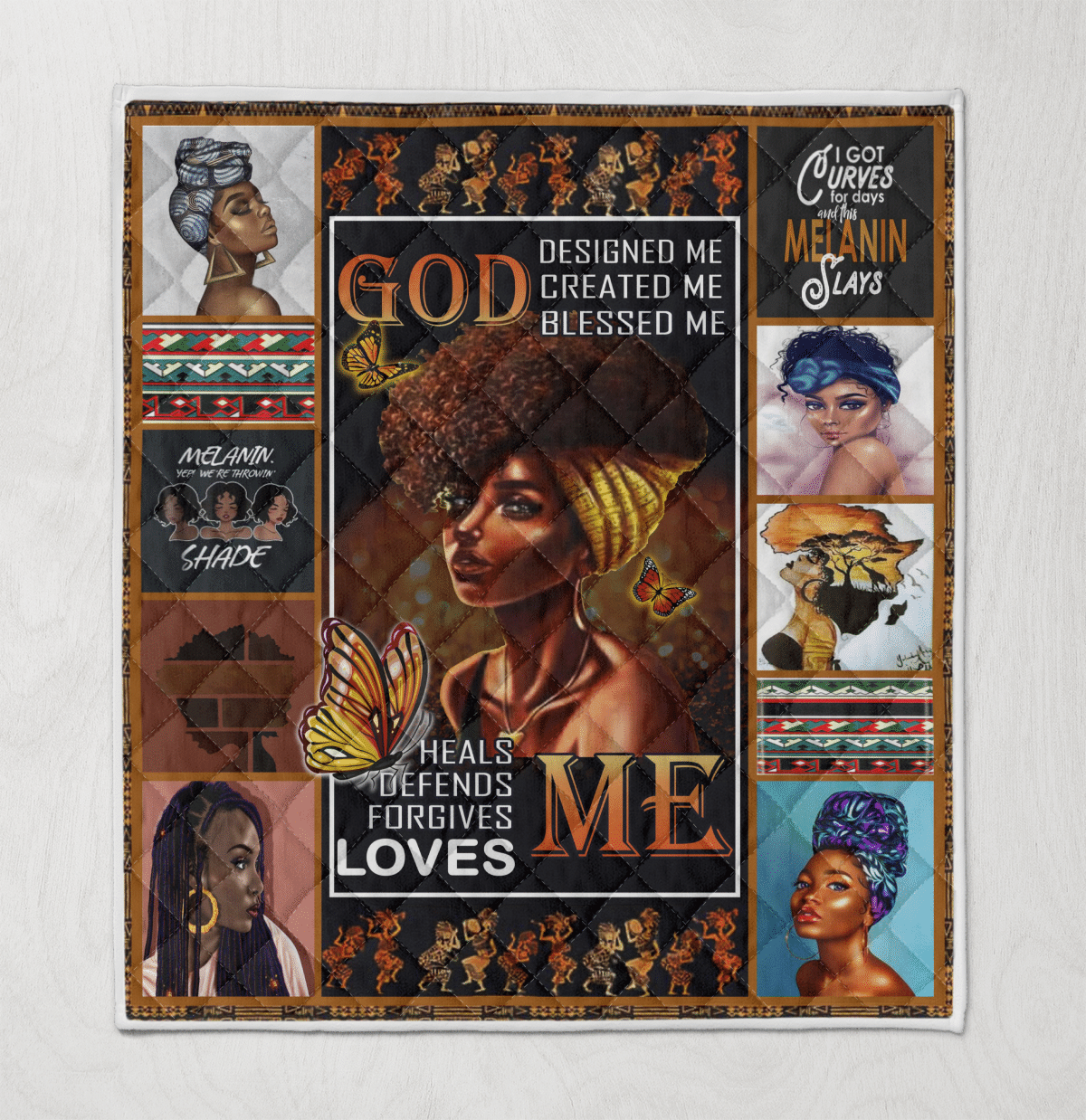 Quilt For Black Girls Art God Designed Me Created Me Blessed Me Quilt For Black Women