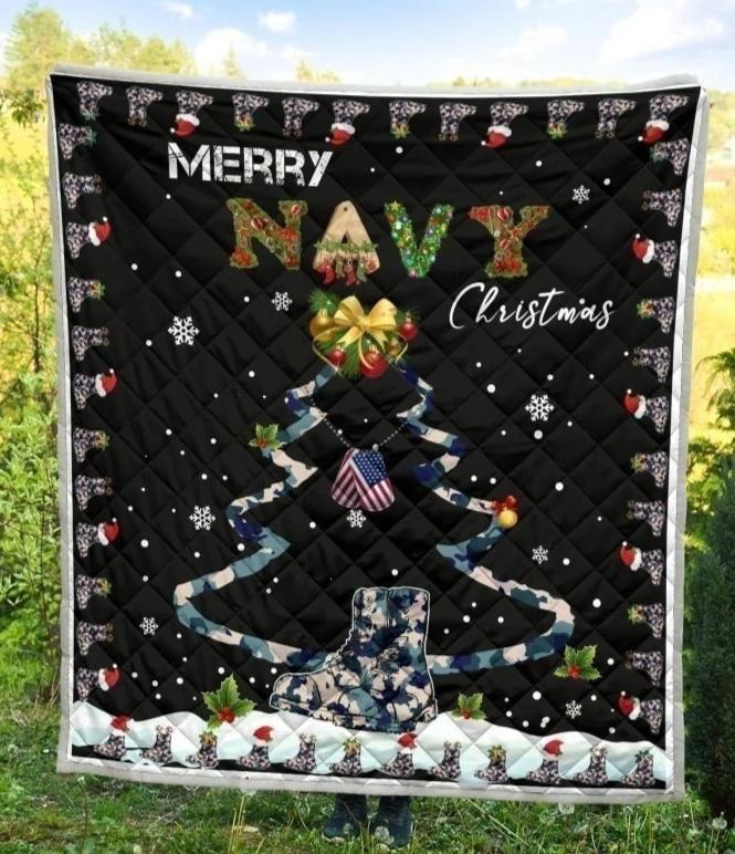 Merry Navy Christmas Blanket Amazing Gift Idea