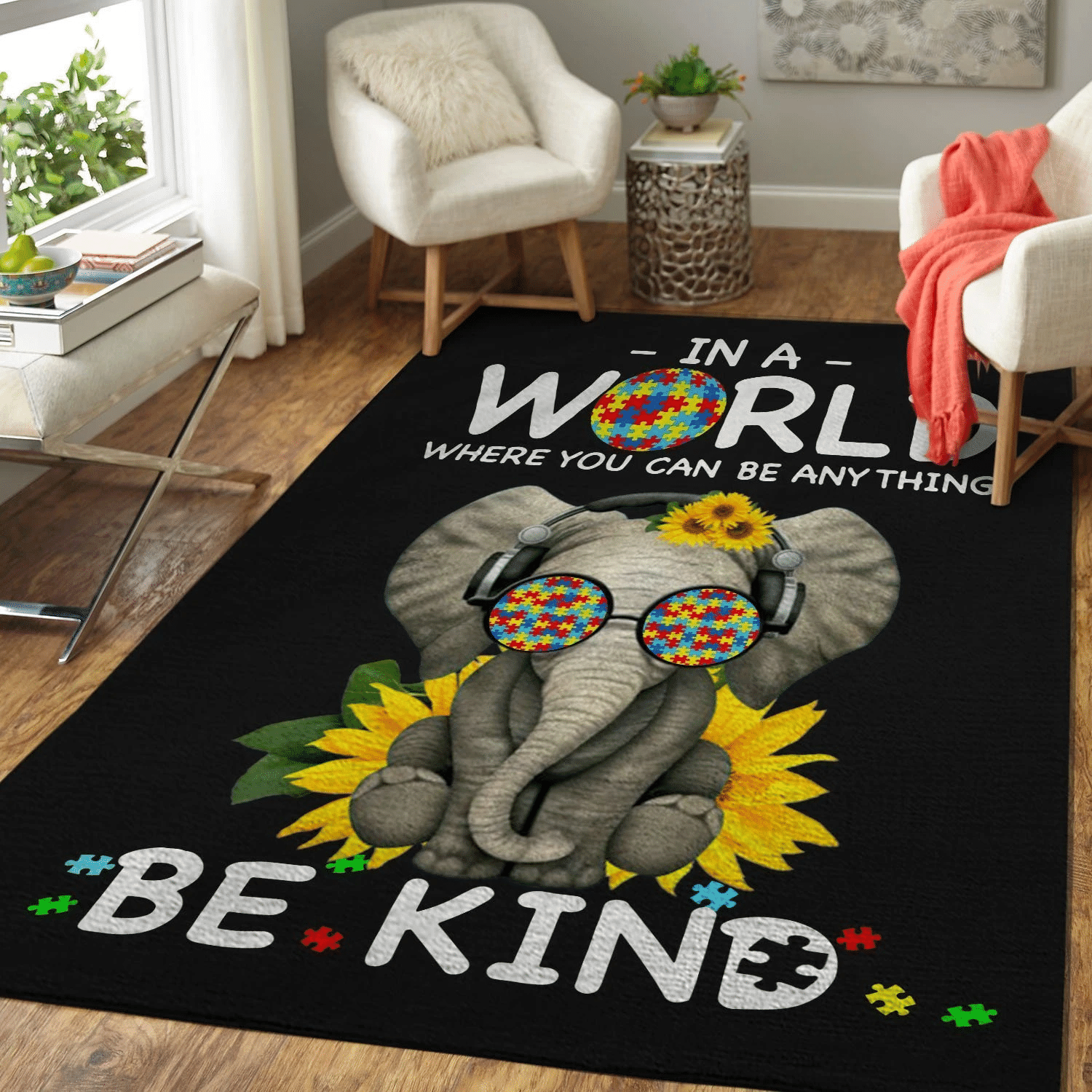 Autism Elephant Area Rug Chrismas Gift