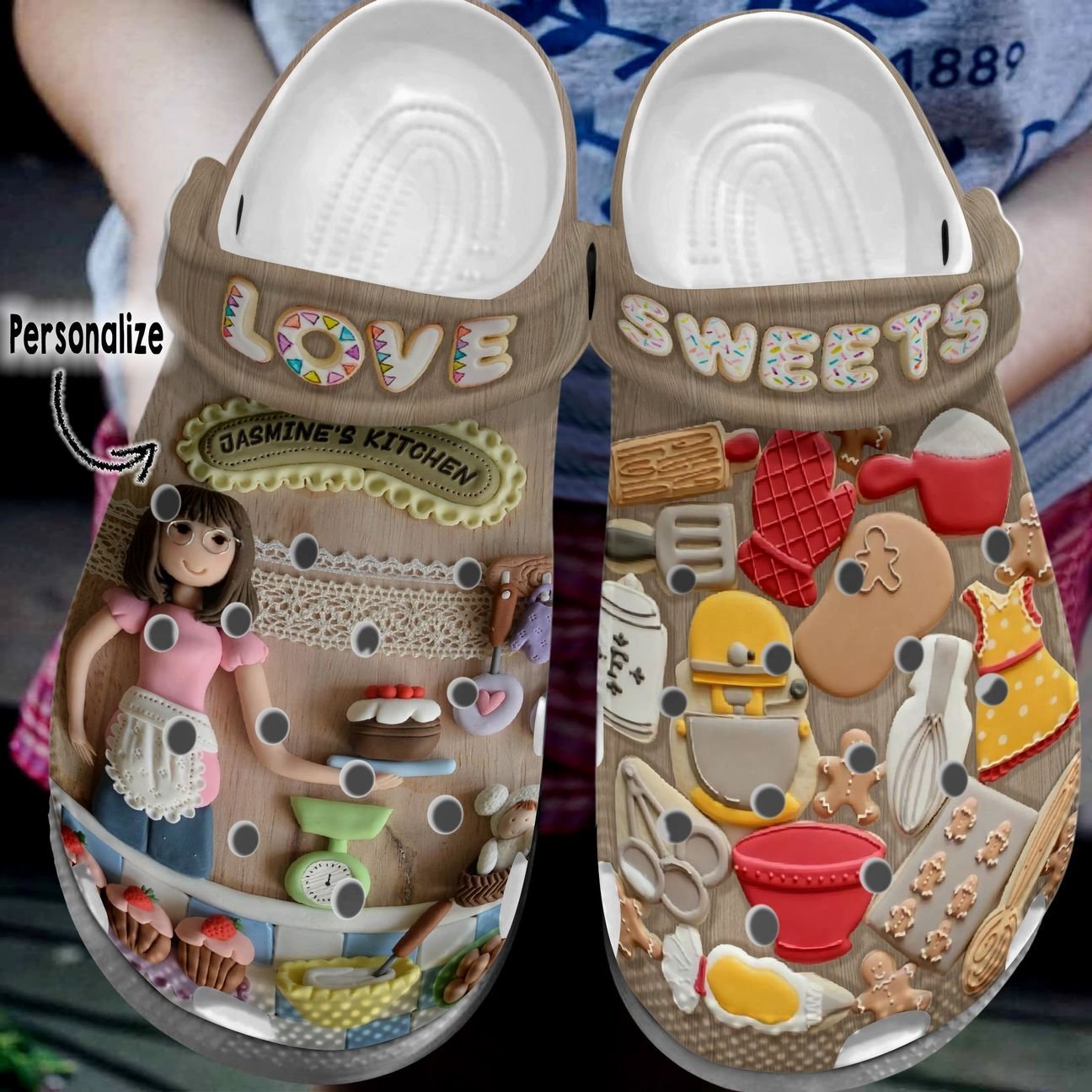 Baking Personalized Clog, Custom Name, Text, Color, Number Fashion Style For Women, Men, Kid, Print 3D Love Sweets