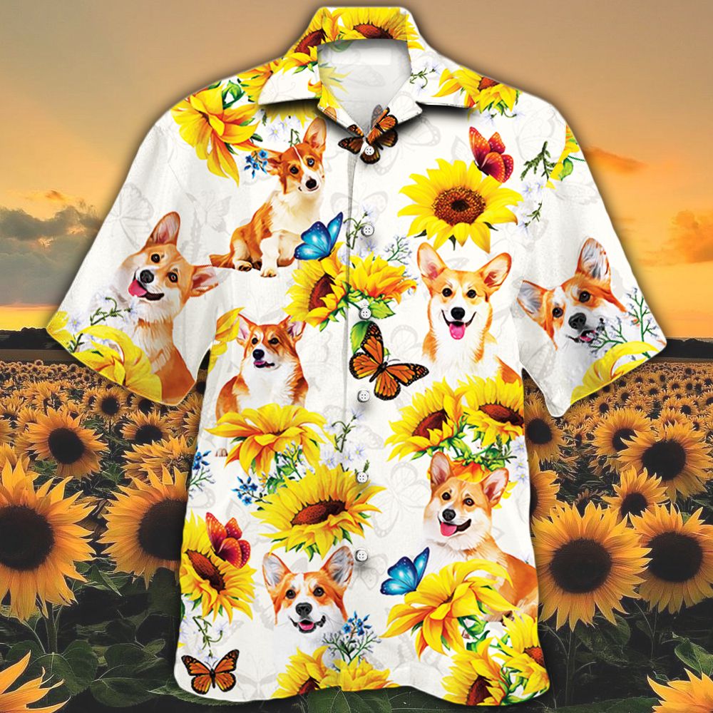 Welsh Corgi Dog Lovers Sun Flower Hawaii Shirt Ha95273