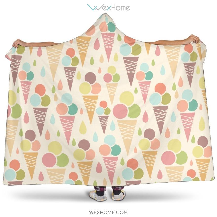 Ice Cream Cone Pattern Hooded Blanket