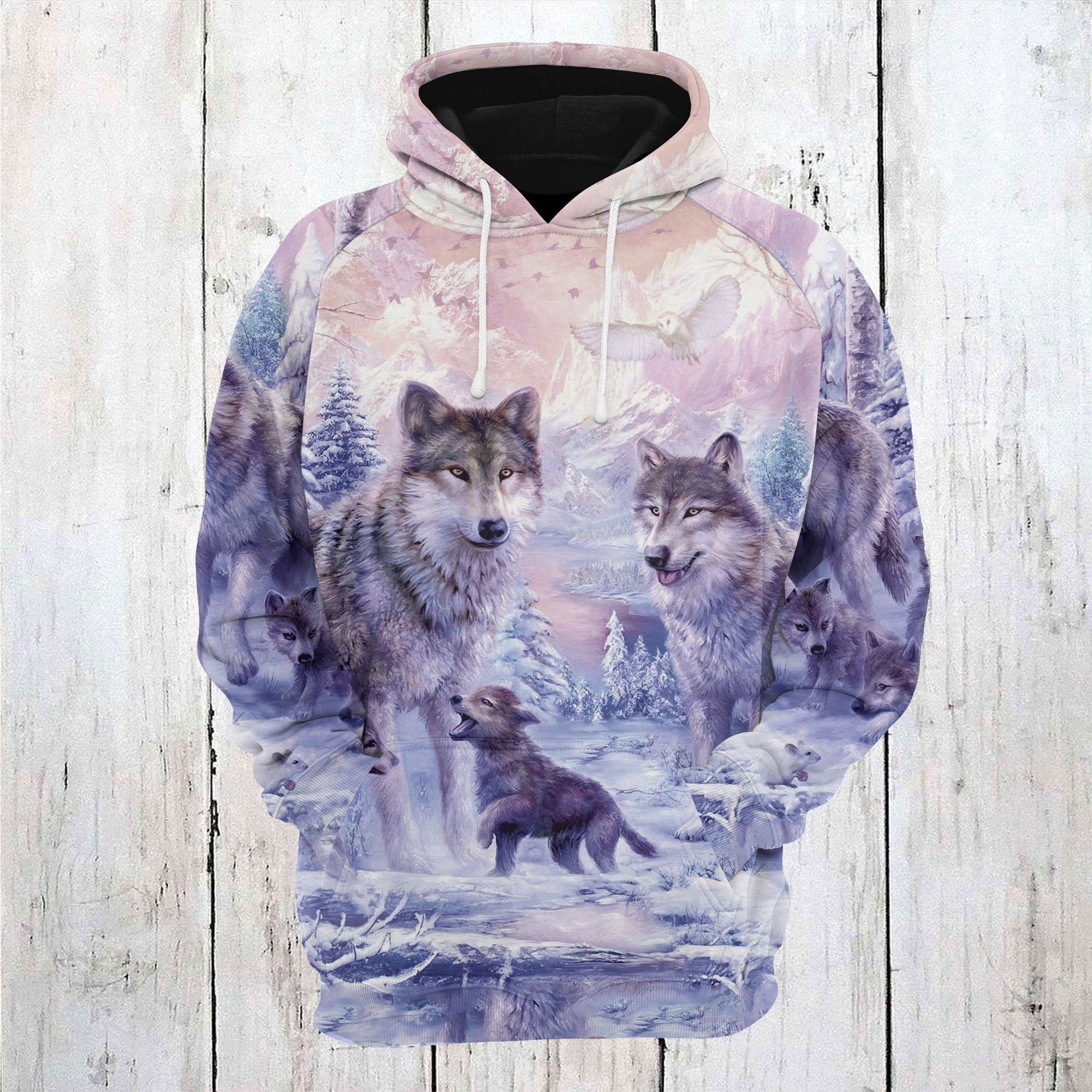 Wolf Family Winter Unisex 3D Hoodie All Over Print Kcbup