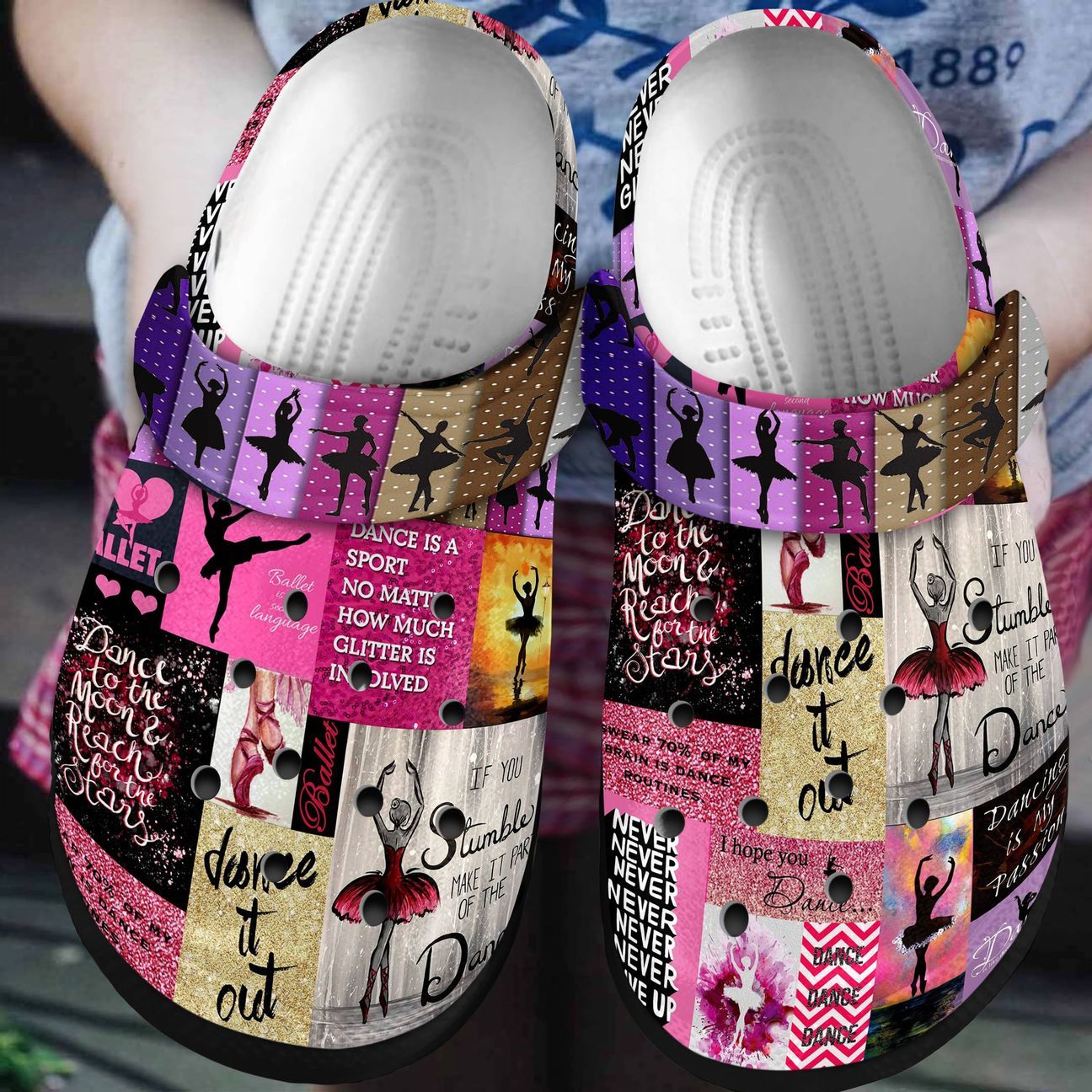 Ballet Personalized Clog, Custom Name, Text, Color, Number Fashion Style For Women, Men, Kid, Print 3D Dance To The Moon