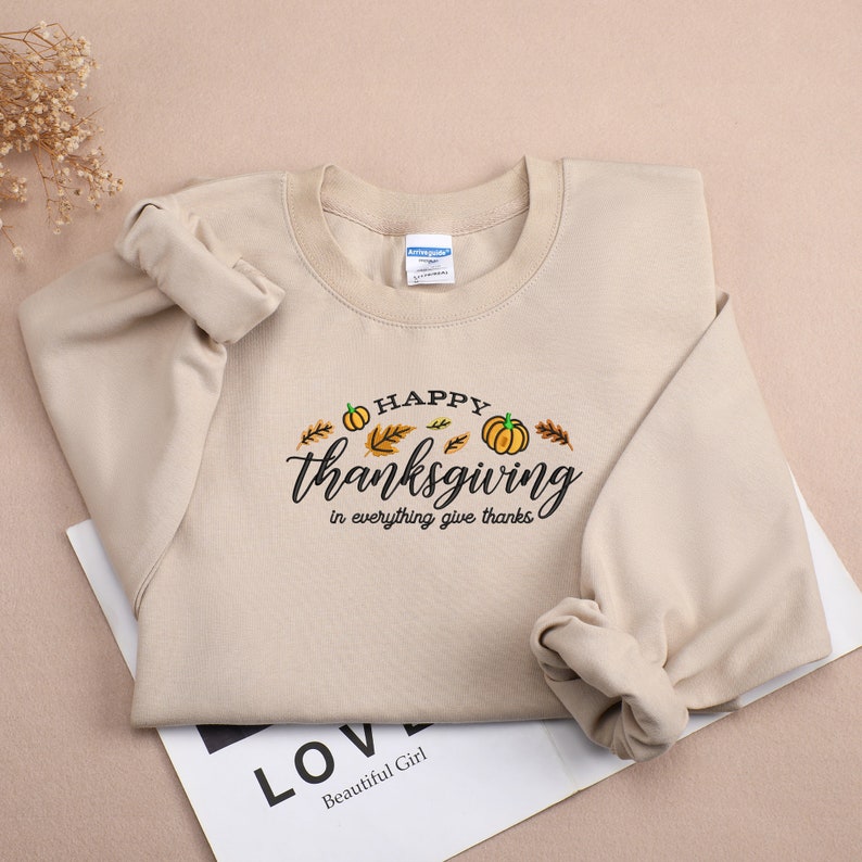 Thanksgiving Pumpkin Fall Embroidered Sweatshirt 2D Crewneck Sweatshirt All Over Print Sweatshirt For Women Sweatshirt For Men Sws3723