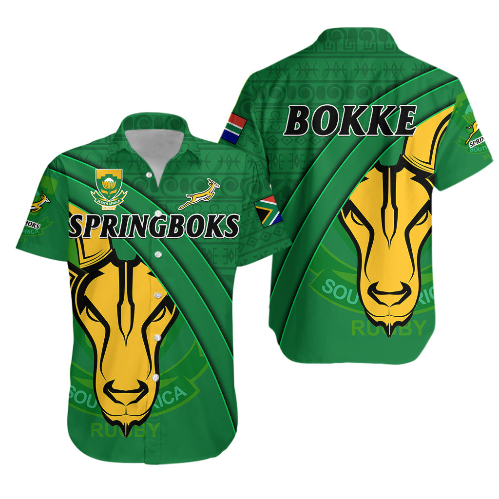 South Africa Rugby Hawaiian Shirt Bokke Springbok With African Pattern Stronger Together Lt14