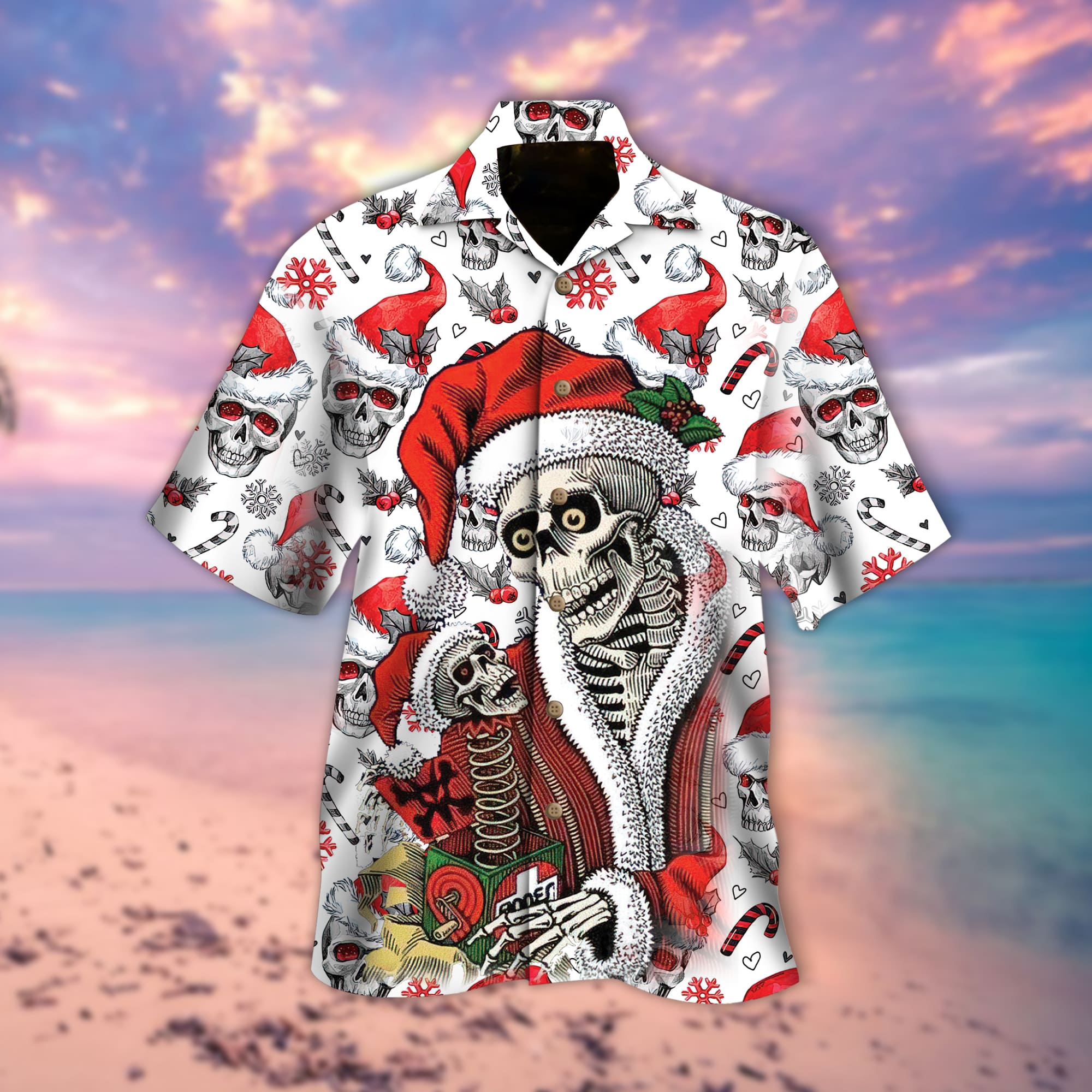 Christmas Skull Santa Claus Hawaii Lover Hawaii Shirt For Men Women Ha29640